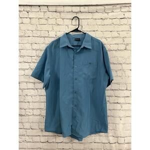 R&R Casual Men’s XL Short Sleeve Button Down Blue Shirt Polyester